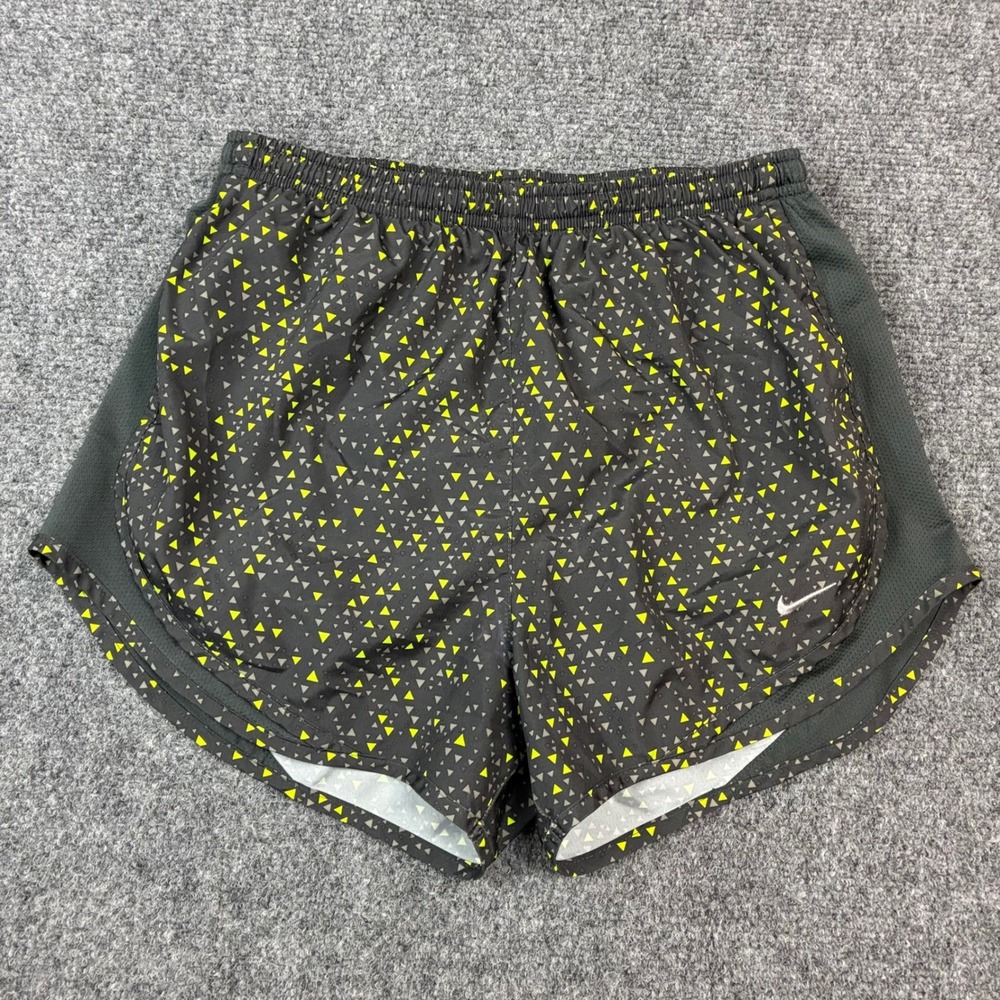 Nike Dri-FIT Running Shorts Womens Size Small Black Yellow AOP Print Athletic